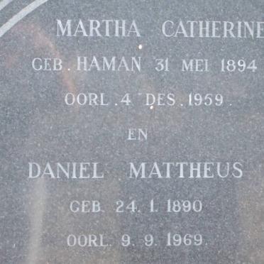 ? Daniel Mattheus 1890-1969 &amp; Martha Catherine HAMAN 1894-1959