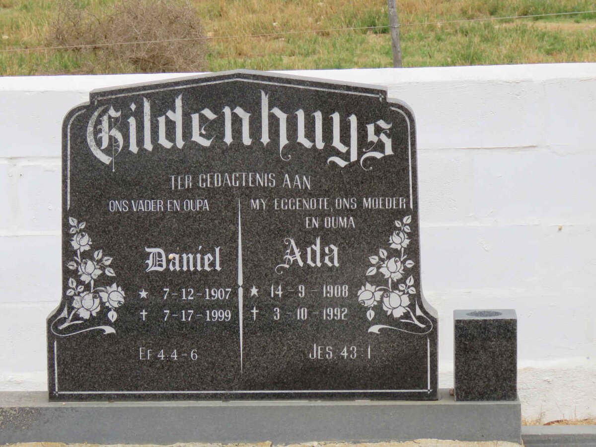 GILDENHUYS Daniel 1907-1999 &amp; Ada 1908-1992