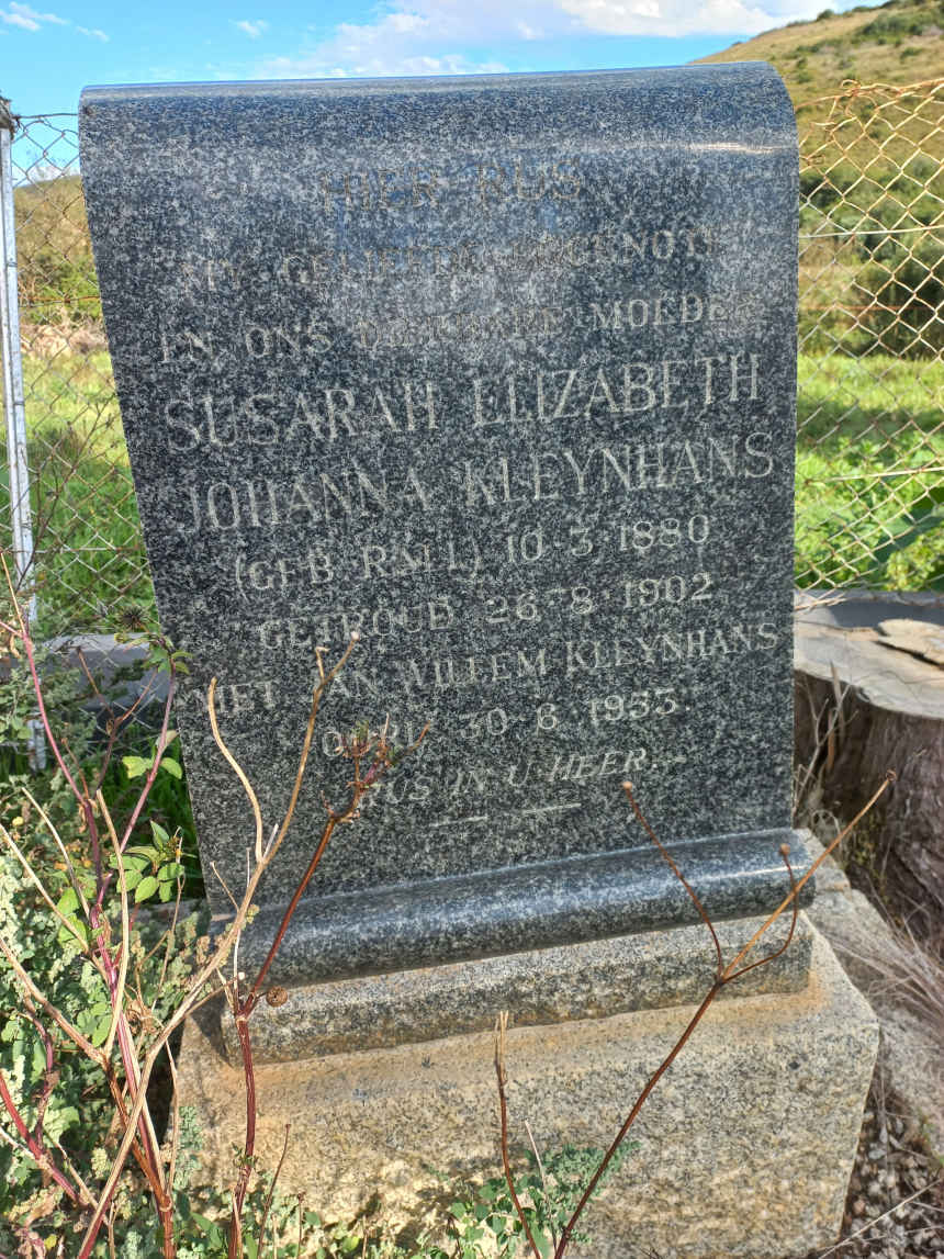 KLEYNHANS Susarah Elizabeth Johanna nee RALL 1880-1953