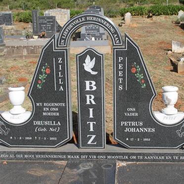 BRITZ Petrus Johannes 1953- &amp; Drusilla NEL 1958-2002