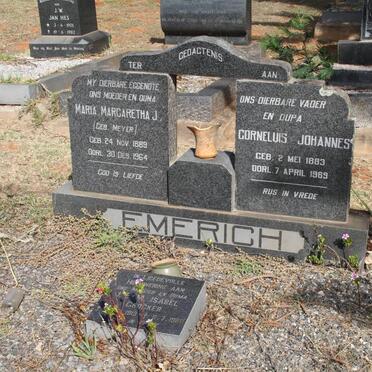 EMERICH Cornelius Johannes 1883-1969 &amp; Maria Margaretha J. MEYER 1889-1964 :: CROCKER I.E.M. Isabel 1913-1986