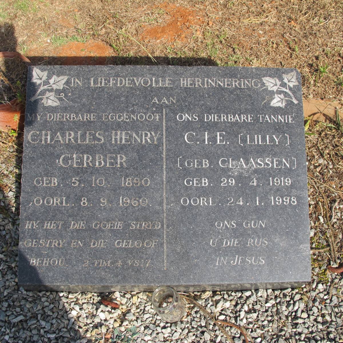 GERBER Charles Henry 1890-1960 &amp; C.I.E. CLAASSEN 1919-1998