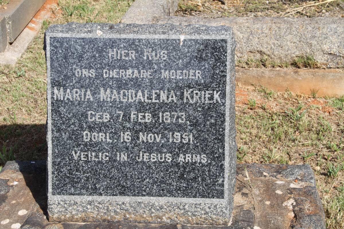 KRIEK Maria Magdalena 1873-1951