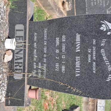 LEONARD Johanna Isabella nee KRIEK 1887-1972