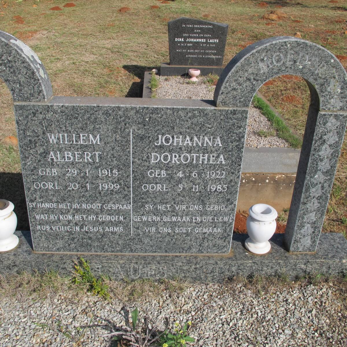 LAUFS Willem Albert 1915-1999 &amp; Johanna Dorothea 1922-1985