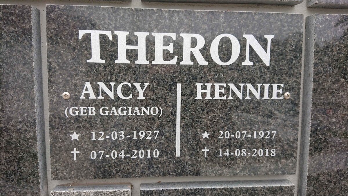 THERON Hennie 1927-2018 &amp; Ancy GAGIANO 1927-2010