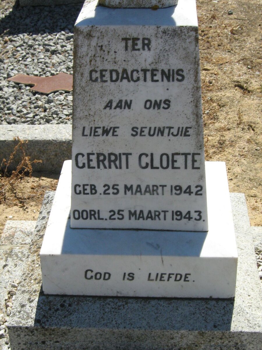 CLOETE Gerrit 1942-1943