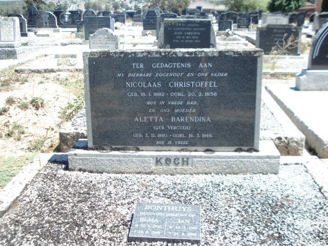 KOCH Nicolaas Christoffel 1882-1958 &amp; Aletta Barendina VERCUEIL 1890-1969 :: BONTHUYS Jan 1909-1999 &amp; Elma 1910-1999