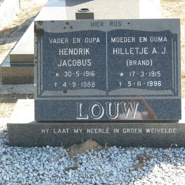 LOUW Hendrik Jacobus 1916-1988 &amp; Hilletje A.J. BRAND 1915-1996