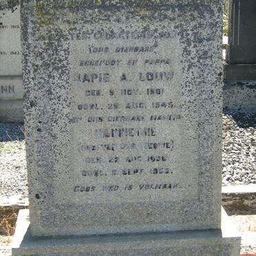 LOUW Japie A. 1901-1945 &amp; Hannetjie VAN DER MERWE 1900-1955