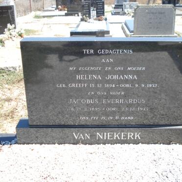 NIEKERK Jacobus Everhardus, van 1895-1973 &amp; Helena Johanna GREEFF 1894-1972