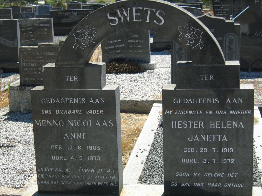 SWETS Menno Nicolaas Anne 1905-1973 &amp; Hester Helena Janetta 1919-1972
