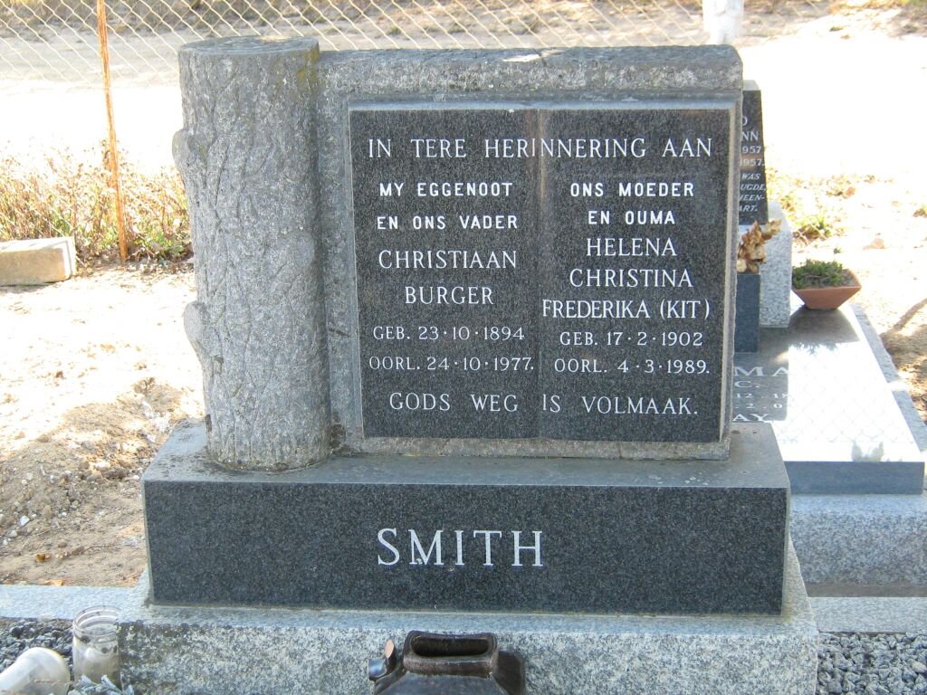 SMITH Christiaan Burger 1894-1977 &amp; Helena Christina Frederika 1902-1989