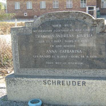SCHREUDER Francois Andreas 1897-1952 &amp; Anna Catharina BAARD 1897-1978