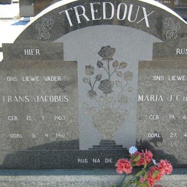 TREDOUX Frans Jacobus 1903-1967 &amp; Maria J.C. LAUBSCHER 1906-1986