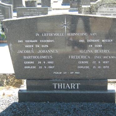 THIART Jacobus Johannes Bartholomeus 1882-1967 &amp; Algina Beatrix Frederica HICKMAN 1897-1970