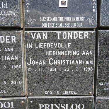 TONDER Johan Christiaan, van 1951-1995