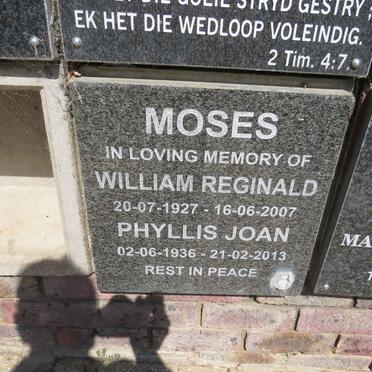 MOSES William Reginald 1927-2007 &amp; Phyllis Joan 1936-2013