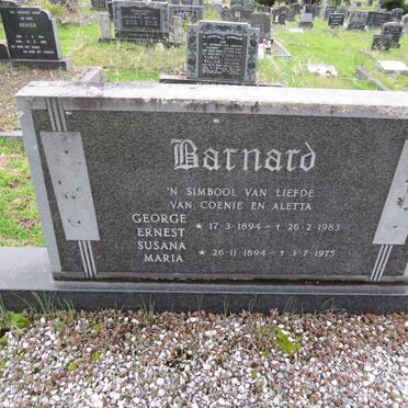 BARNARD George Ernest 1894-1983 & Susana Maria 1894-1975