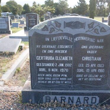 BARNARD Christiaan 1903-1980 &amp; Gertruida Elizabeth STANDER 1902-1970