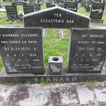 BARNARD Benjamin A. 1904-1975 & Jacoba M. 1913-1986