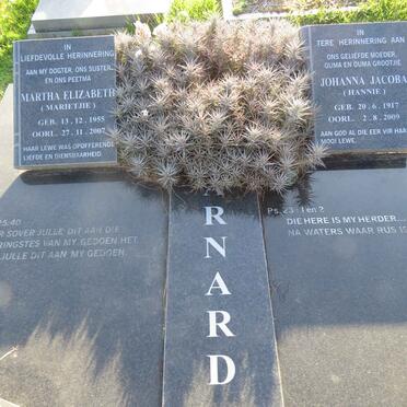 BARNARD Johanna Jacoba 1917-2009 :: BARNARD William Henry 1937-2008 :: BARNARD Martha Elizabeth 1955-2007 -2