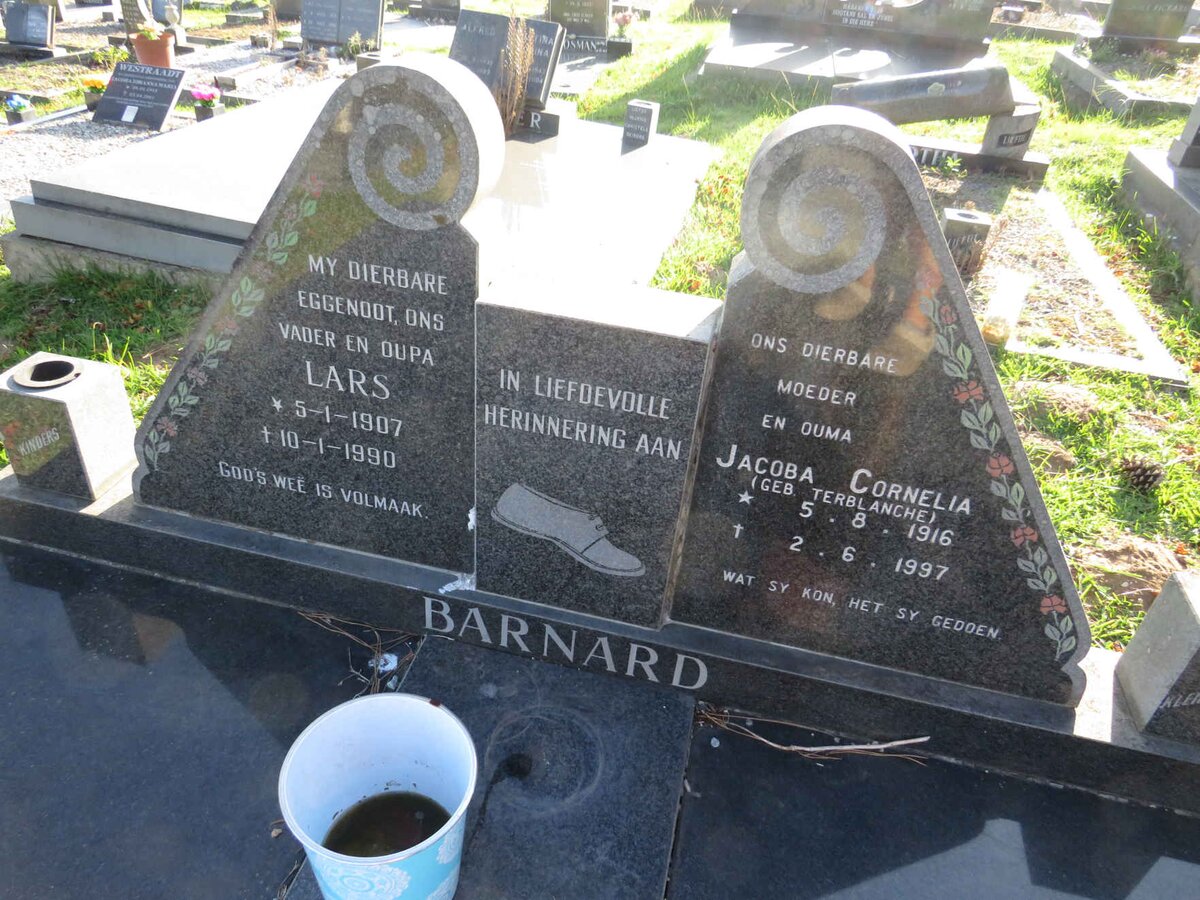 BARNARD Lars 1907-1990 &amp; Jacoba Cornelia TERBLANCHE 1916-1997