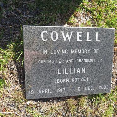 COWELL Lillian nee KOTZE 1917-2002