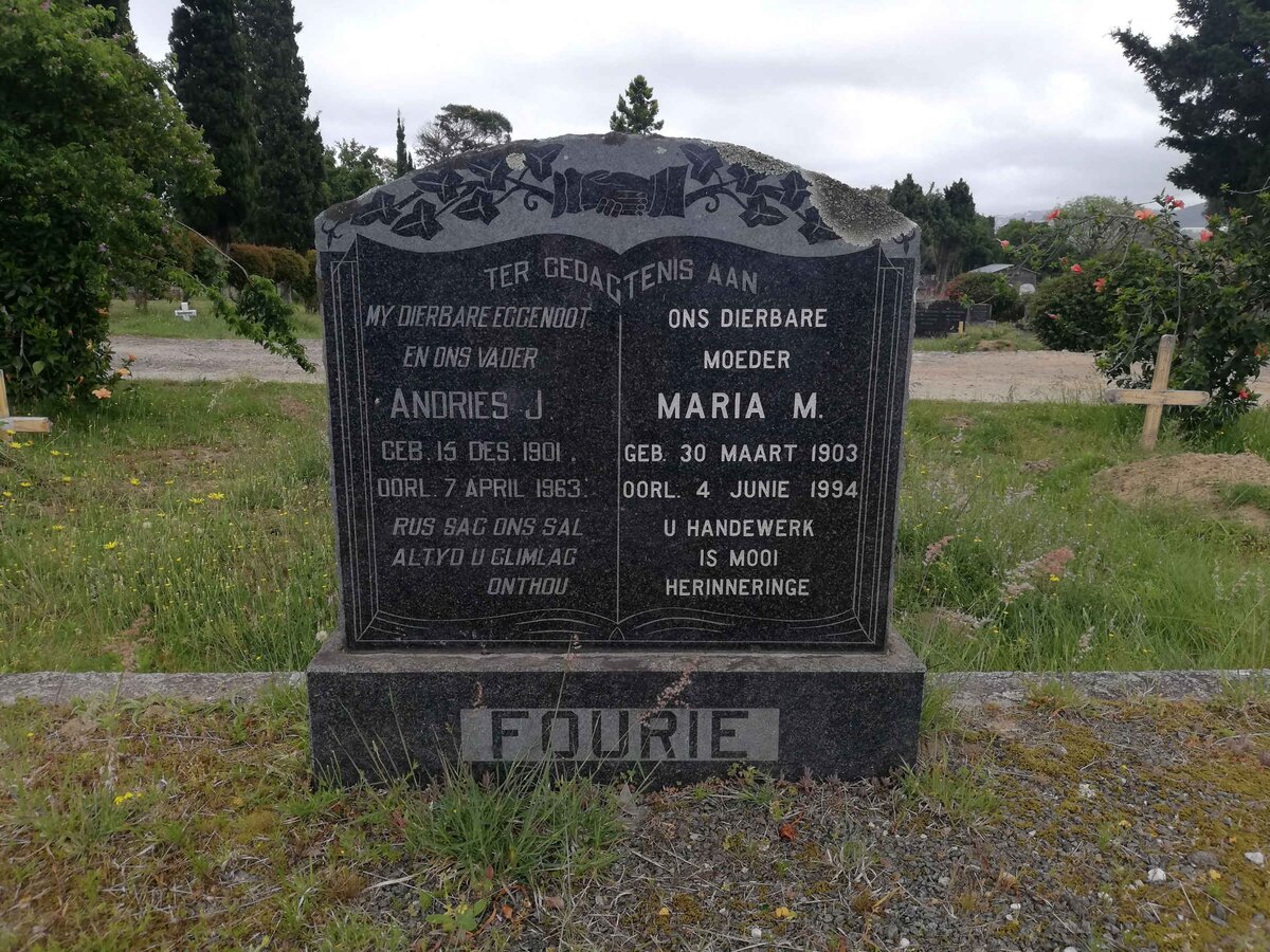 FOURIE Andries J. 1901-1963 &amp; Maria M. 1903-1994
