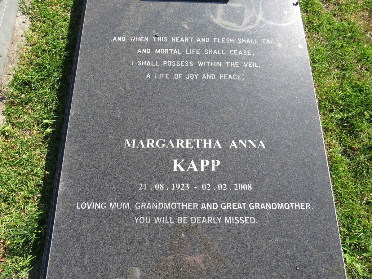 KAPP Margaretha Anna 1923-2008