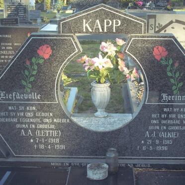 KAPP A.J. 1915-1996 &amp; A.A. 1918-1991
