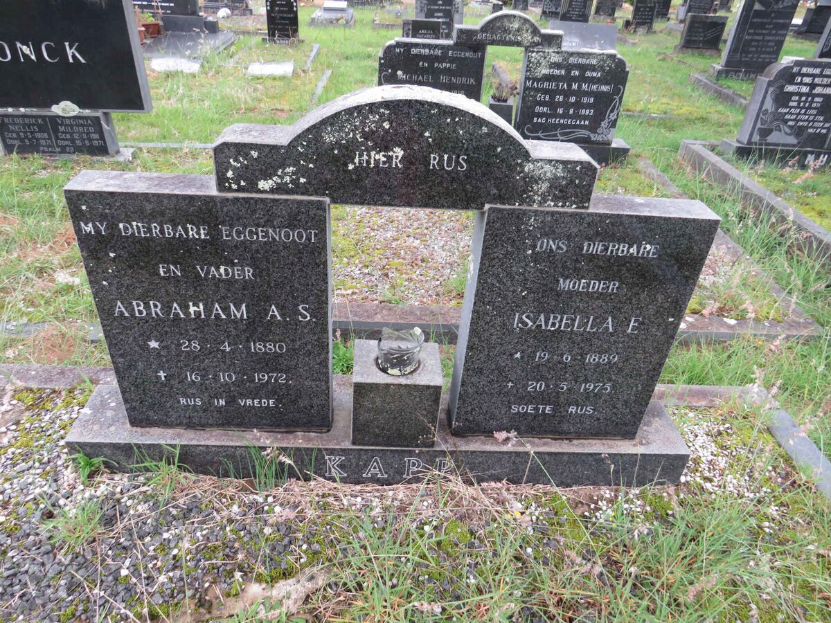 KAPP Abraham A.S. 1880-1972 & Isabella E. 1889-1975
