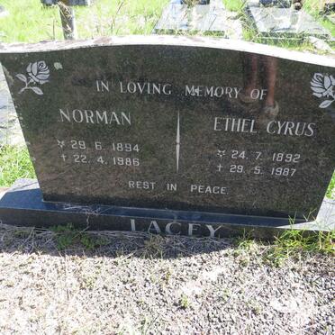 LACEY Norman 1894-1986 &amp; Ethel Cyrus 1892-1987