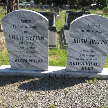 NOLAN Hugh Joseph 1914-2000 &amp; Lillie Evelyn BYLES 1917-1982