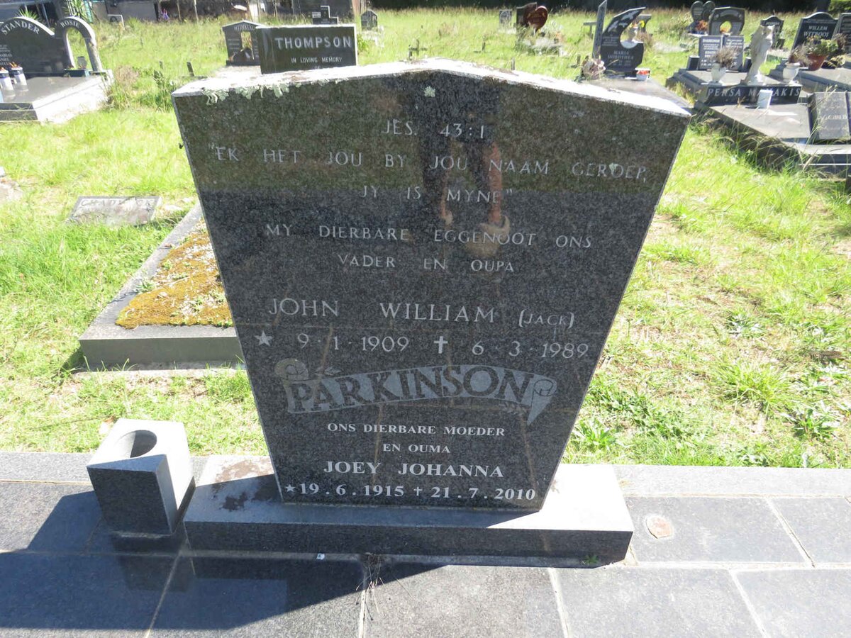 PARKINSON John William 1909-1989 &amp; Joey Johanna 1915-2010