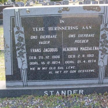 STANDER Frans Jacobus 1906-1974 &amp; Hendrina Magdalena 1913-1974