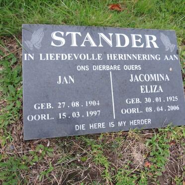 STANDER Jan 1904-1997 & Jacomina Eliza 1925-2006