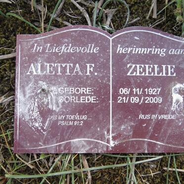 ZEELIE Aletta F. 1927-2009