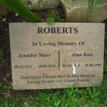 ROBERTS Alan Ross 1930-1995 &amp; Jennifer Mary 1931-2014