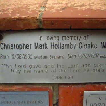 CLOAKE Christopher Mark Hollamby 1985-1997