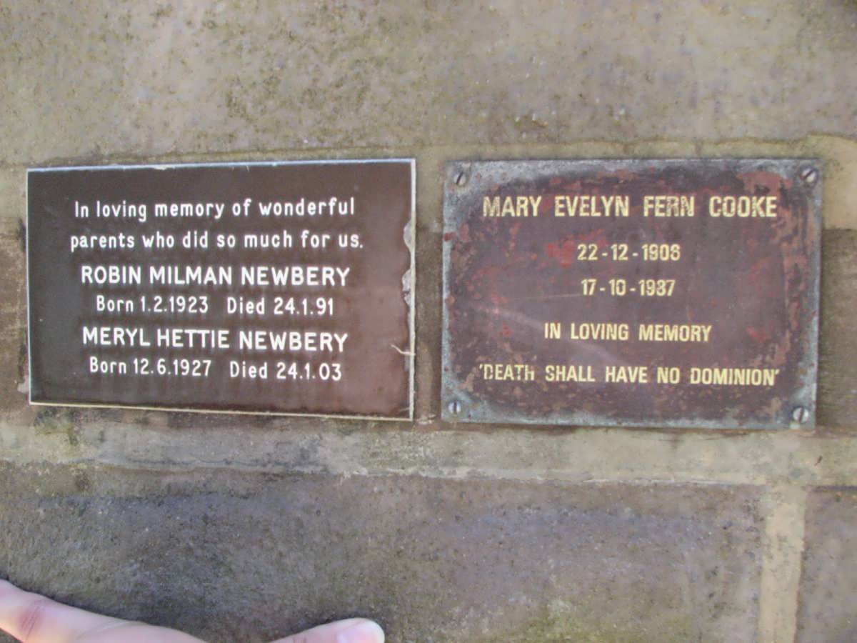 NEWBERRY Robin Milman 1923-1991 &amp; Meryl Hettie 1927-2003 :: COOKE Mary Evelyn Fern 1908-1987