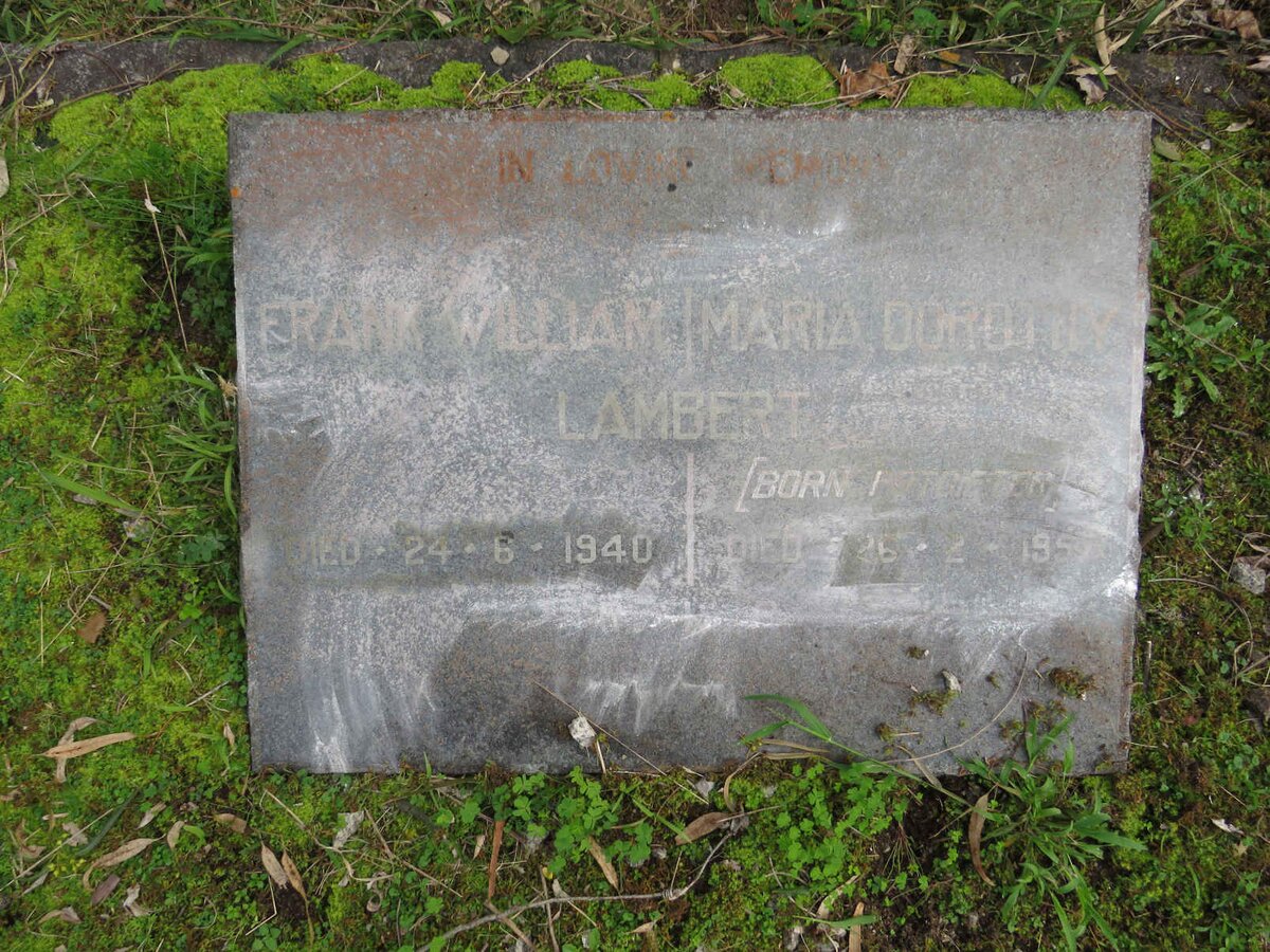 LAMBERT Frank William -1940 & Maria Dorothy POTGIETER -1957