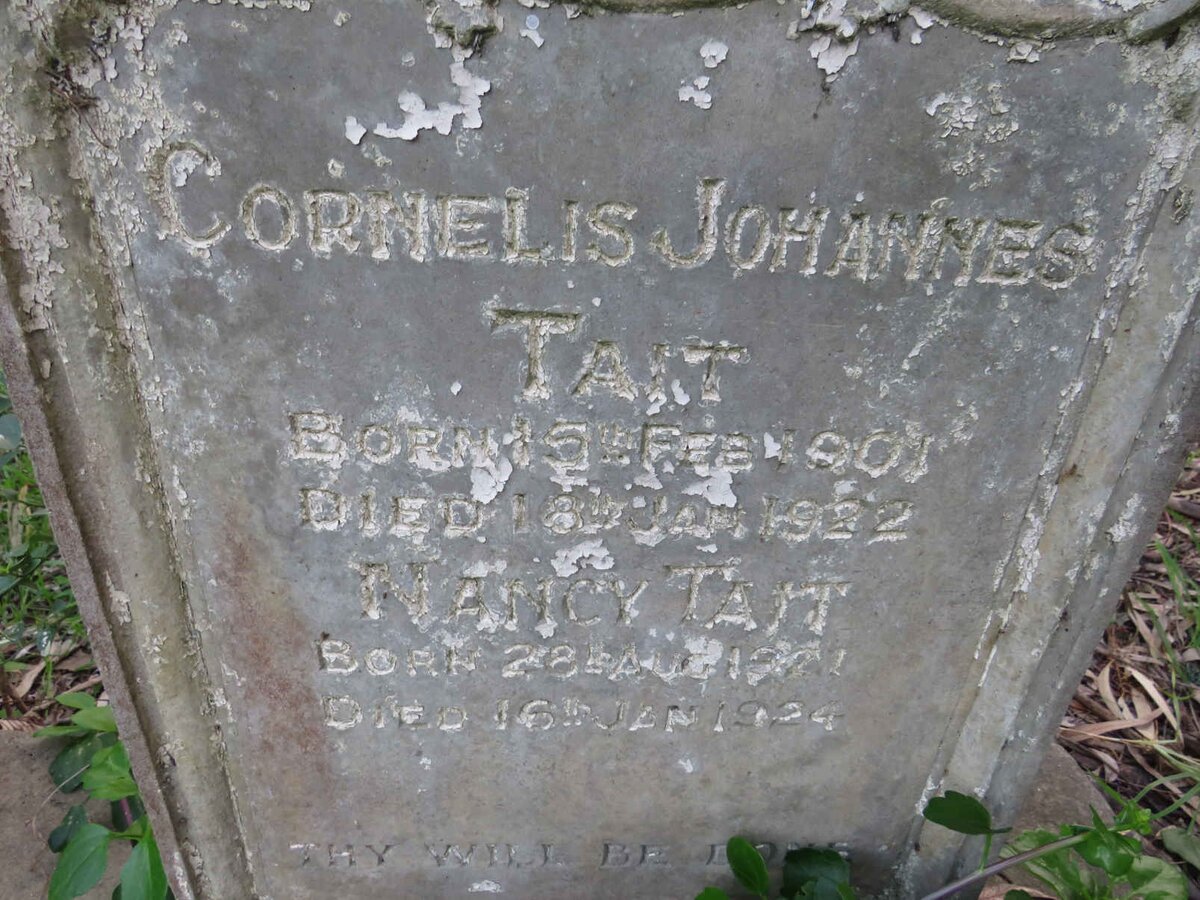 TAIT Cornelis Johannes 1901-1922 :: TAIT Nancy 1921-1924