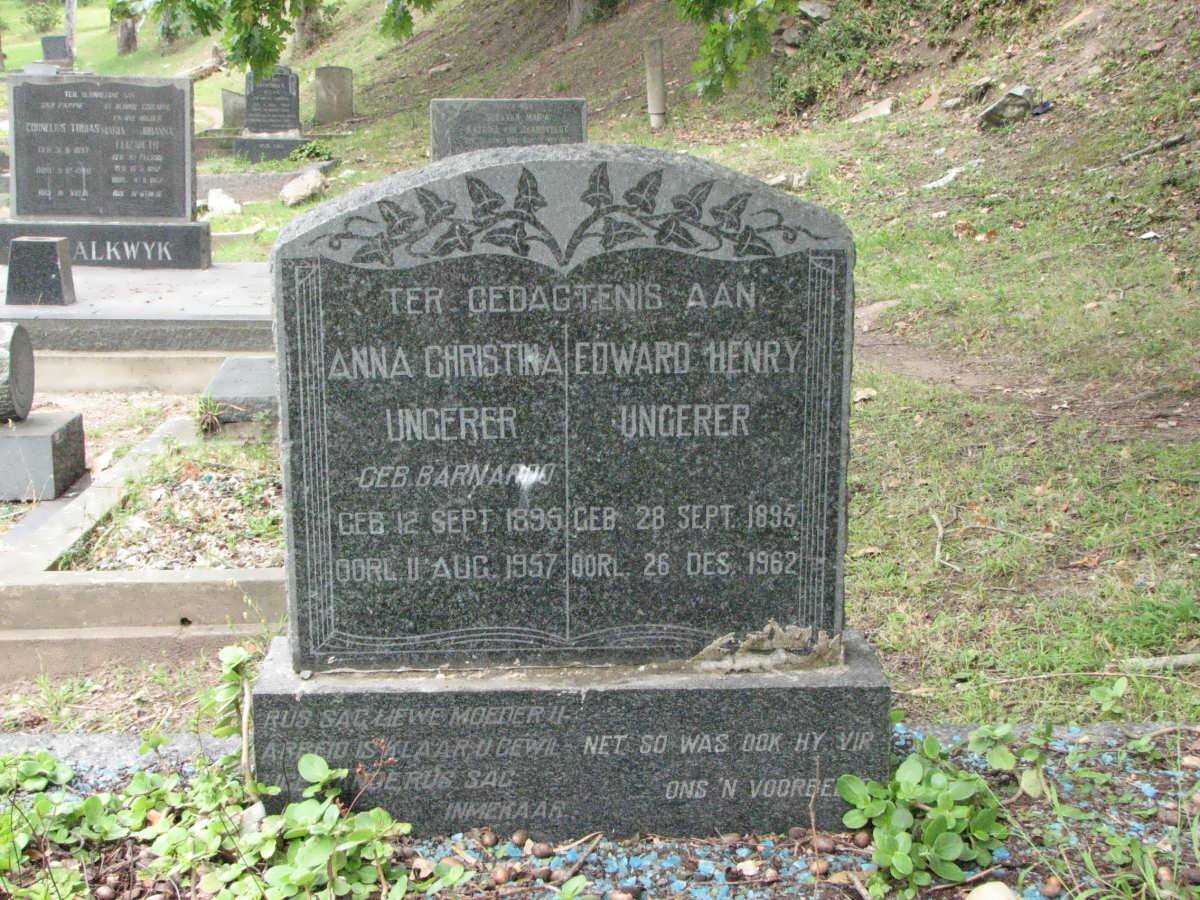 UNGERER Edward Henry 1895-1962 &amp; Anna Christina BARNARDO 1896-1957