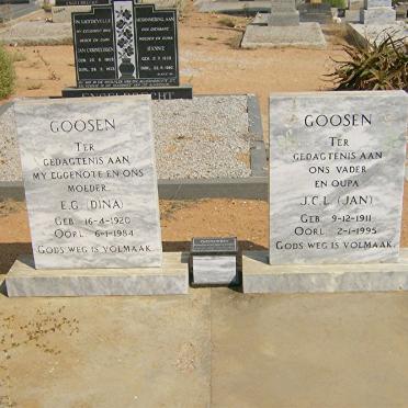 GOOSEN J.C.L. 1911-1995 &amp; E.G. 1920-1984 :: GOOSEN Johannes Benjamin 1952-2007