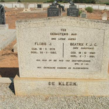 KLERK Floris J., de 1878-1950 &amp; Beatrix F.J.G. CARSTENS 1880-1961