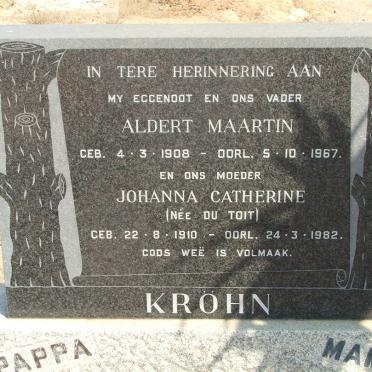 KRÖHN Aldert Maartin 1908-1967 &amp; Johanna Catherine DU TOIT 1910-1982