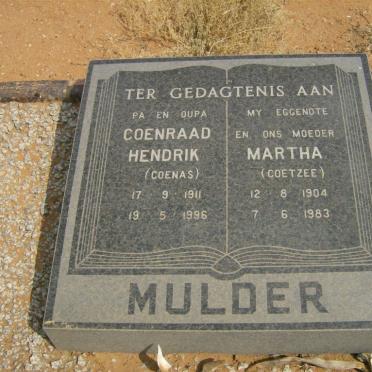 MULDER Coenraad Hendrik 1911-1996 &amp; Martha COETZEE 1904-1983