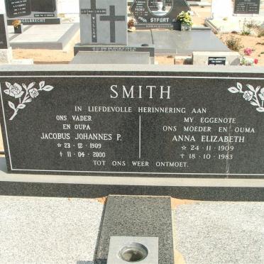 SMITH Jacobus Johannes P. 1909-2000 &amp; Anna Elizabeth 1909-1983