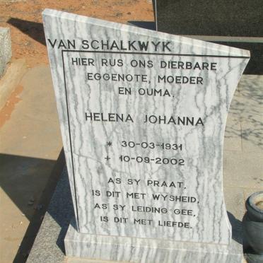 SCHALKWYK Helena Johanna, van 1931-2002